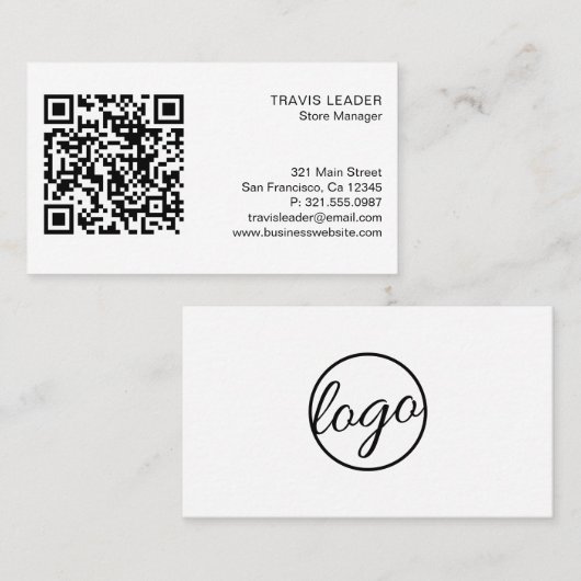 Moderne, eenvoudige professionele QR-code voor pro Visitekaartje (Voorkant / Achterkant)