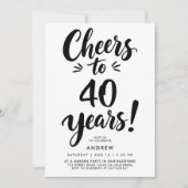 Moderne Eenvoudige Proost Op 40e Inkt Script Typog Kaart (Voorkant)