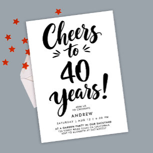 Moderne Eenvoudige Proost Op 40e Inkt Script Typog Kaart