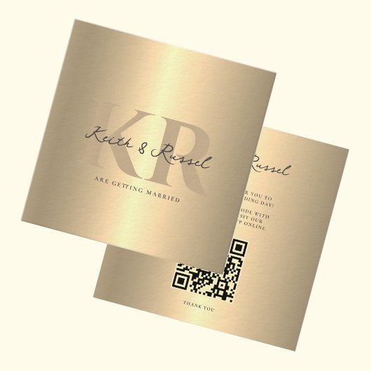 Moderne Eenvoudige QR Code Gold Uitnodiging Informatiekaartje