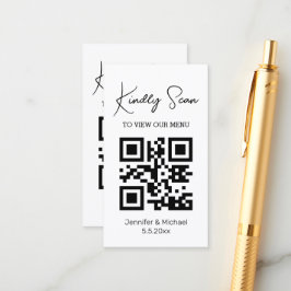 moderne eenvoudige QR-code huwelijksmenu bijgevoeg Informatiekaartje