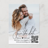 moderne eenvoudige QR-code koppel foto save the da Aankondigingskaart (Voorkant)