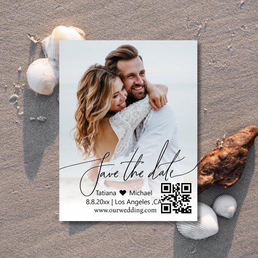 moderne eenvoudige QR-code koppel foto save the da Aankondigingskaart