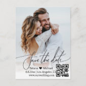 Moderne eenvoudige QR code paar foto opslaan van d Aankondigingskaart (Voorkant)