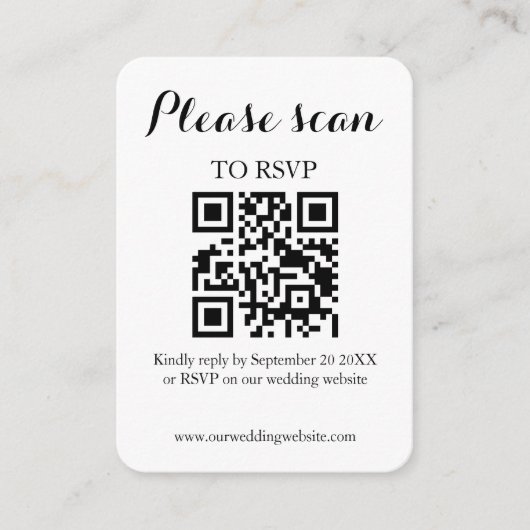 Moderne Eenvoudige QR-Code & RSVP-Huwelijk Informatiekaartje (Voorkant)
