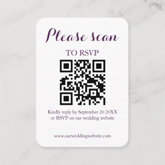 Moderne Eenvoudige QR-Code & RSVP-Huwelijk Informatiekaartje (Voorkant)