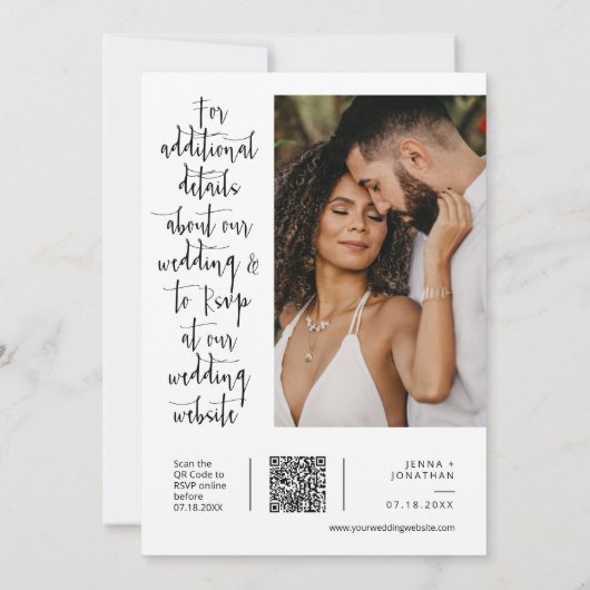 Moderne, eenvoudige QR-code voor bruiloft met eenv Kaart (Achterkant)