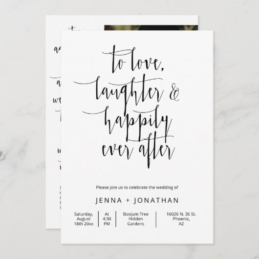 Moderne, eenvoudige QR-code voor bruiloft met eenv Kaart (Voorkant / Achterkant)