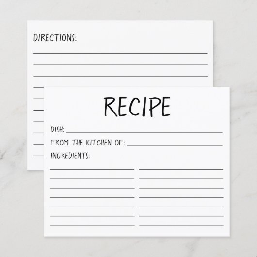 Moderne Eenvoudige Receptkaart (Voorkant / Achterkant)