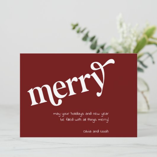 Moderne Eenvoudige Red Merry Holiday (Staand voorkant)