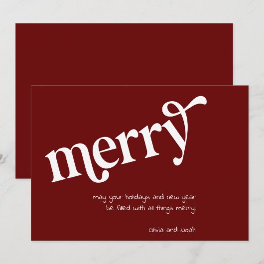 Moderne Eenvoudige Red Merry Holiday (Voorkant / Achterkant)