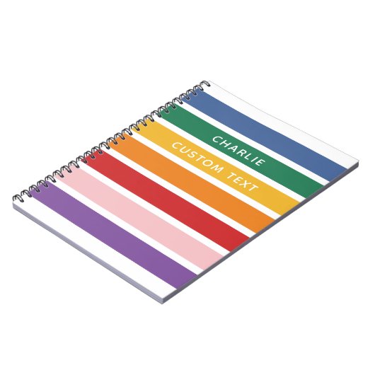 Moderne eenvoudige regenboog, aangepaste naam stri notitieboek (Linkerzijde)