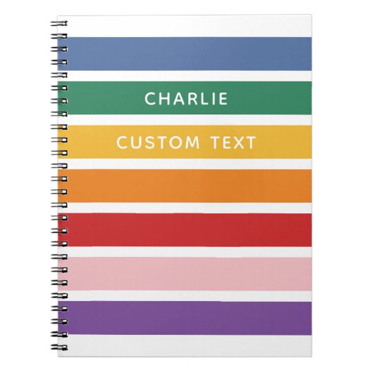 Moderne eenvoudige regenboog, aangepaste naam stri notitieboek (Voorkant)
