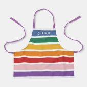 Moderne eenvoudige regenboog, aangepaste naam stri schort (Voorkant)