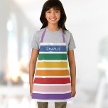 Moderne eenvoudige regenboog, aangepaste naam stri schort<br><div class="desc">Een moderne regenboog heeft een kinder schort voor zowel meisjes als jongens. Dit kan worden aangepast met jouw naam of andere gepersonaliseerde tekst op alle strepen. Dit simpele genderneutrale ontwerp is perfect voor een leuk verjaardagsfeestje!</div>
