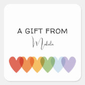 Moderne eenvoudige regenboog een geschenk voor vierkante sticker (Voorkant)