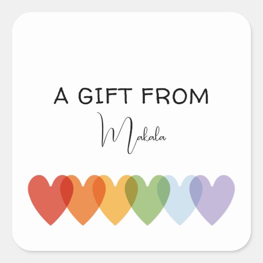 Moderne eenvoudige regenboog een geschenk voor vierkante sticker (Voorkant)