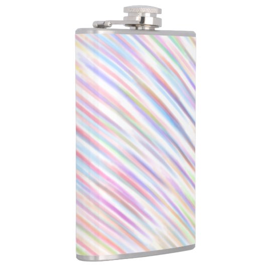 Moderne Eenvoudige Regenboog lijn strepen Patroon Heupfles (Rechts)