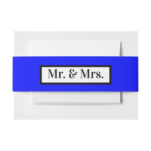 Moderne Eenvoudige Retro Blue Mr + Mrs Uitnodigingen Wikkel (Voorkant Voorbeeld)