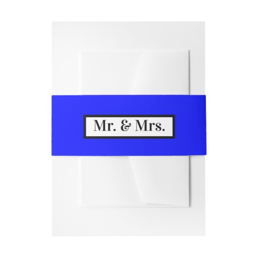 Moderne Eenvoudige Retro Blue Mr + Mrs Uitnodigingen Wikkel (Voorkant Voorbeeld)