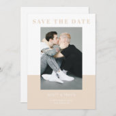 Moderne eenvoudige roam beige kleurenblokkering save the date (Voorkant / Achterkant)