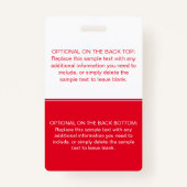 Moderne Eenvoudige Rode Foto Professional Name Tag Badge (Achterkant)