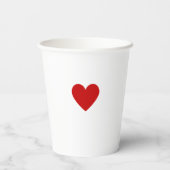 Moderne Eenvoudige Rode Hart Papieren Bekers (Achterkant)