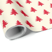 Moderne Eenvoudige Rode Kerstbomen op Beige Cadeaupapier (Rol Hoek)