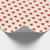 Moderne Eenvoudige Rode Kerstbomen op Beige Cadeaupapier (Hoek)