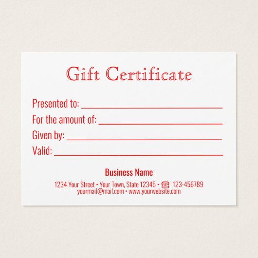 Moderne, eenvoudige rode, losse schroefkaart visitekaartje (Achterkant)