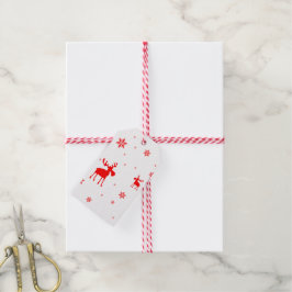 Moderne, eenvoudige rode, losse sneeuwvlokken cadeaulabel