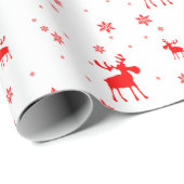 Moderne, eenvoudige rode, losse sneeuwvlokken cadeaupapier (Rol Hoek)