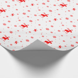 Moderne, eenvoudige rode, losse sneeuwvlokken cadeaupapier