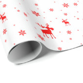 Moderne, eenvoudige rode, losse sneeuwvlokken cadeaupapier (Rol Hoek)