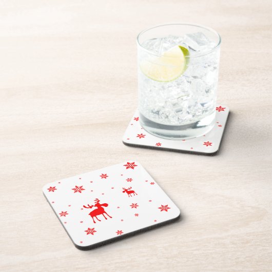 Moderne, eenvoudige rode, losse sneeuwvlokken drankjes onderzetter (Rechterzijde)