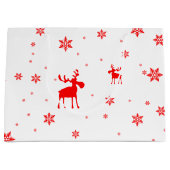 Moderne, eenvoudige rode, losse sneeuwvlokken groot cadeauzakje (Voorkant)