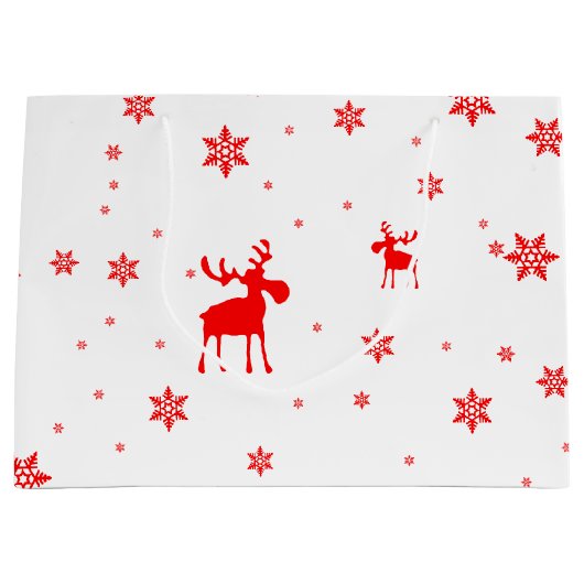 Moderne, eenvoudige rode, losse sneeuwvlokken groot cadeauzakje (Voorkant)