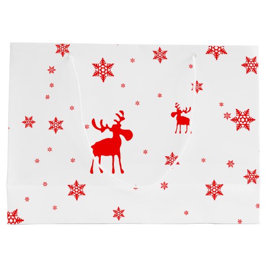 Moderne, eenvoudige rode, losse sneeuwvlokken groot cadeauzakje (Achterkant)