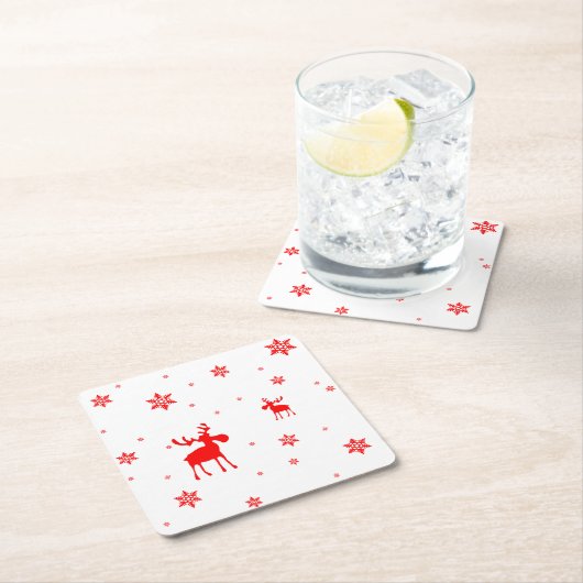 Moderne, eenvoudige rode, losse sneeuwvlokken kartonnen onderzetters (Insitu)