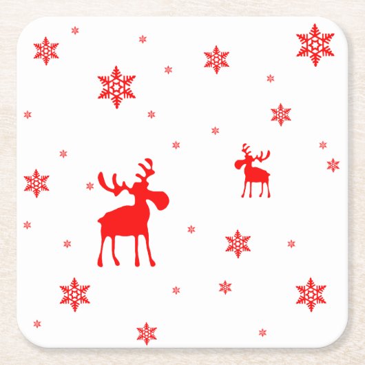 Moderne, eenvoudige rode, losse sneeuwvlokken kartonnen onderzetters (Voorkant)