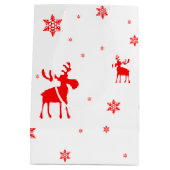 Moderne, eenvoudige rode, losse sneeuwvlokken medium cadeauzakje (Achterkant)