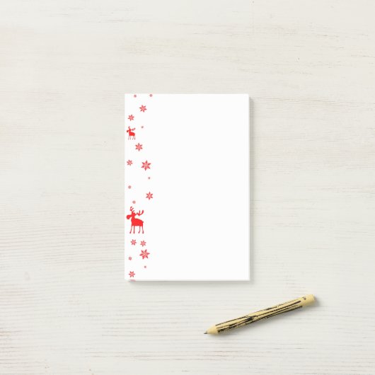 Moderne, eenvoudige rode, losse sneeuwvlokken post-it® notes (Op bureau)