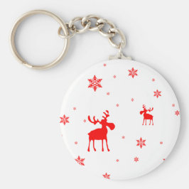 Moderne, eenvoudige rode, losse sneeuwvlokken sleutelhanger