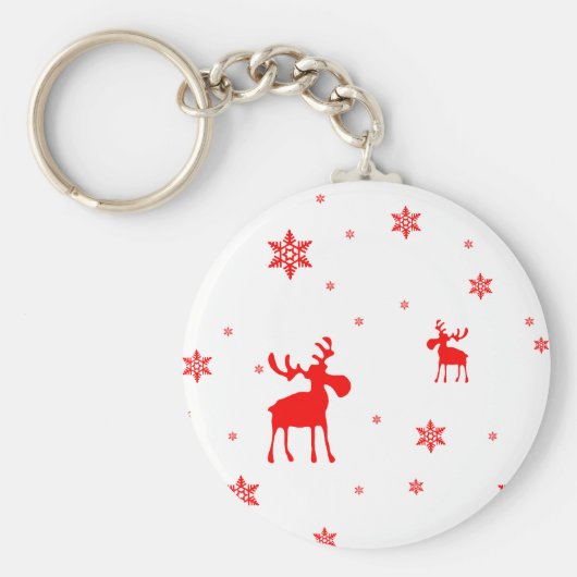 Moderne, eenvoudige rode, losse sneeuwvlokken sleutelhanger (Voorkant)