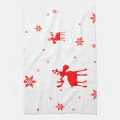 Moderne, eenvoudige rode, losse sneeuwvlokken theedoek (Verticaal)