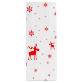 Moderne, eenvoudige rode, losse sneeuwvlokken wijn cadeautas (Achterkant)