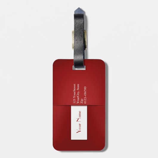 Moderne eenvoudige rode monogram bagagelabel (Achterkant verticaal)