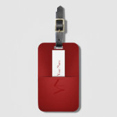 Moderne Eenvoudige Rode Monogram Naam - Bagagelabe Bagagelabel (Voorkant (verticaal))