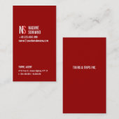 Moderne Eenvoudige Rode Monogram Professional Visitekaartje (Voorkant / Achterkant)