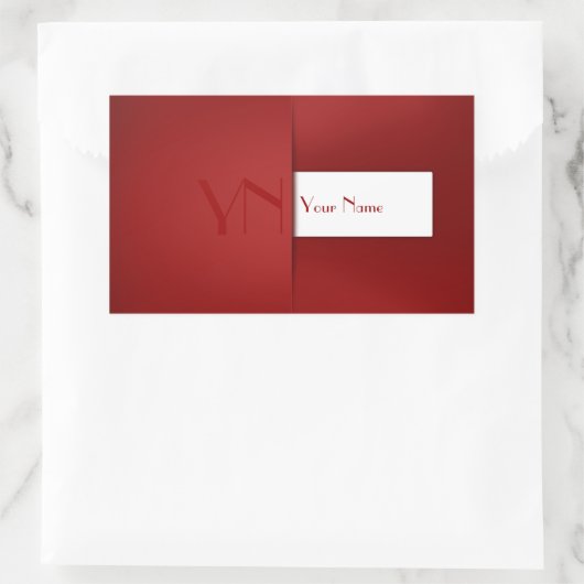 Moderne eenvoudige rode monogram rechthoekige sticker (Tas)